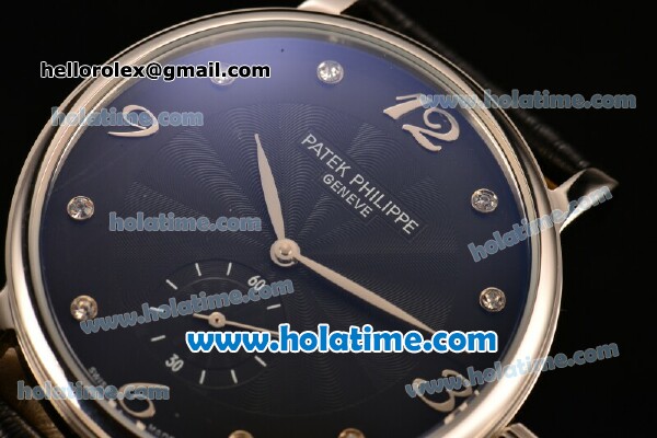 Patek Philippe Calatrava 2813 Automatic Steel Case with Black Dial and Arabic Numeral/Diamonds Markers - Click Image to Close